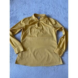 Banana Republic Keyhole‎ Blouse Gold Orchid Long Sleeve Top Small
